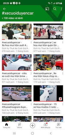 kenh youtube dich vu xe cuoi duyencar 3