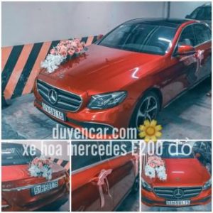 Thuê Xe Hoa Màu Đỏ Mercedes E200 - Xe Hoa Giá Rẻ Duyencar