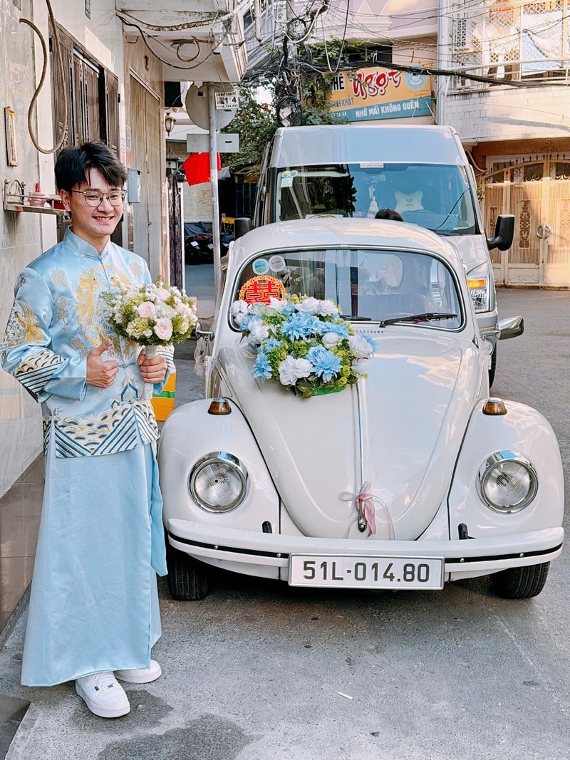 xe cuoi bo tong xanh 4