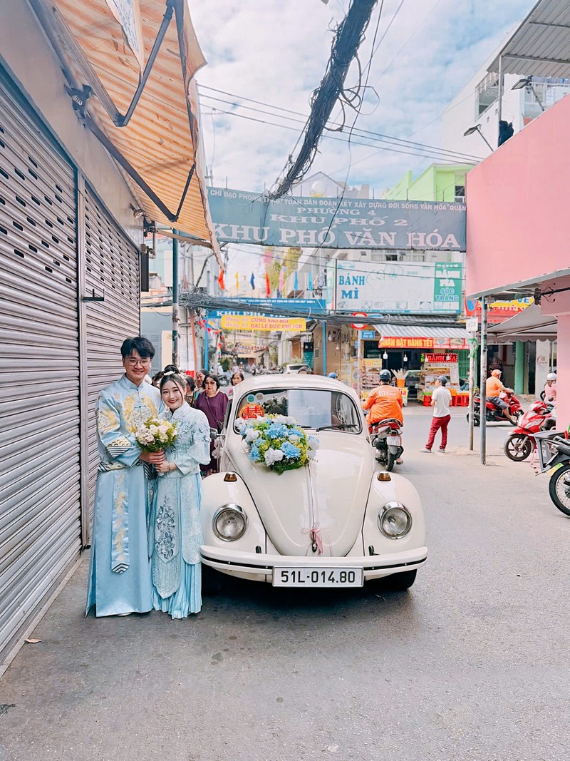 xe cuoi bo tong xanh 6